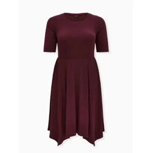 Torrid Burgundy Purple Rib Handkerchief Skater Dress